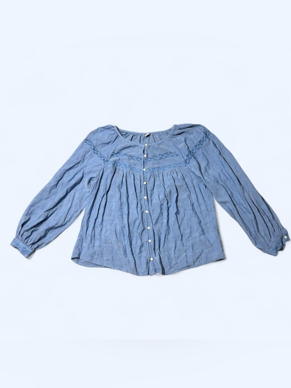 Blue Floral Babydoll Peasant Top by Old Navy! - Picture 3 of 7